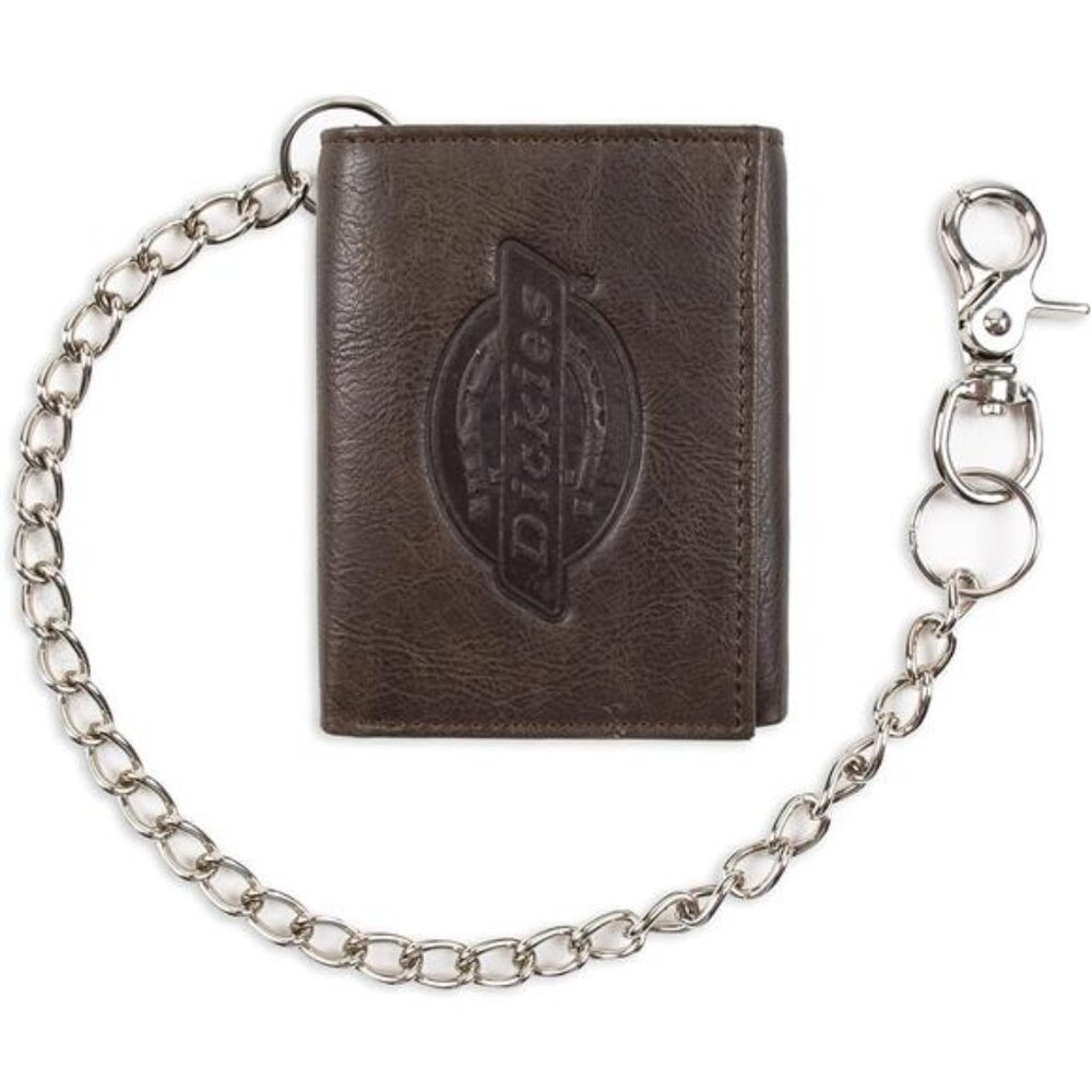Mens Leather Trifold Wallet, Dark Brown, One Size US